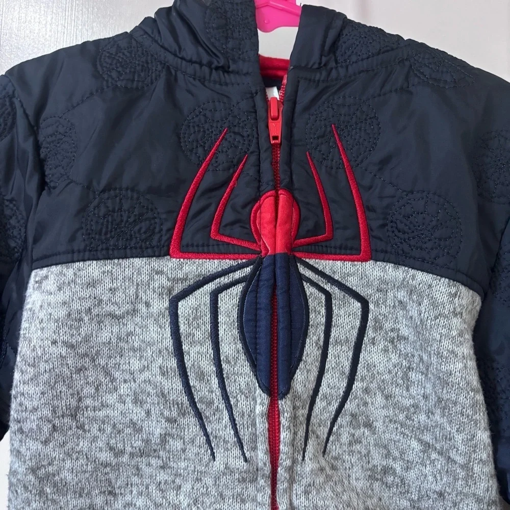 Spider-Man Boys Navy & Gray Hooded zip Jacket 5
